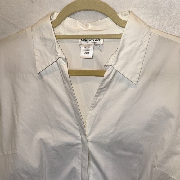 Coldwater Creek Womens White Button Up Shirt Size XL Cotton Stretch Career Work - Picture 2 of 9
